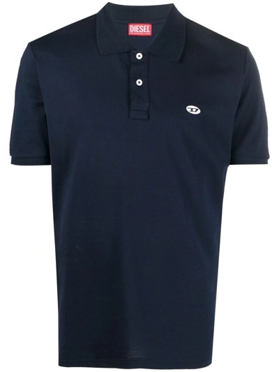 Diesel Embroidered-logo Polo Shirt In Blue