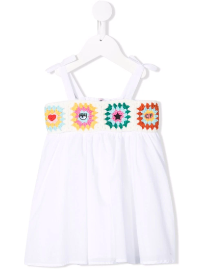 Chiara Ferragni Babies' White Dress With Multicolor Print