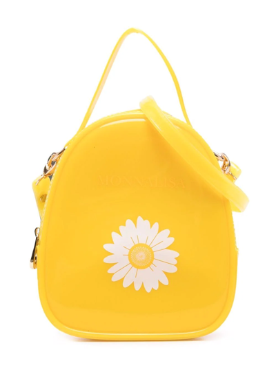 Monnalisa Kids' Daisy-print High-shine Shoulder Bag In Light Yellow