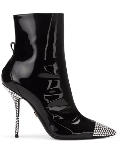 Dolce & Gabbana Crystal-embellished Ankle Boots In Black