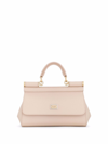 Dolce & Gabbana Mini Sicily Dauphine Leather Top Handle In Pink