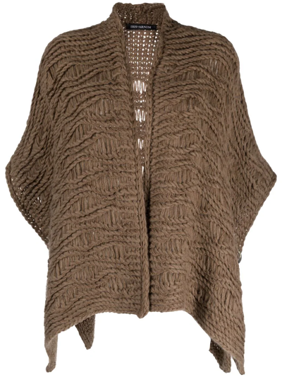 Iris Von Arnim Open-front Asymmetric Cardigan In Brown