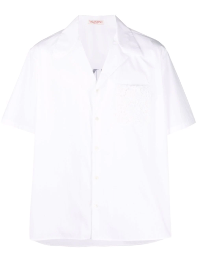 Valentino Toile Iconographe Pattern Cotton Poplin Bowling Shirt In White