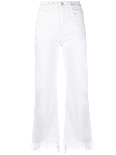 Maje Frayed Straight-leg Jeans In White