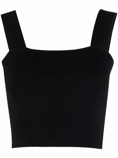 Maje Cropped Square-neck Vest Top In Noir