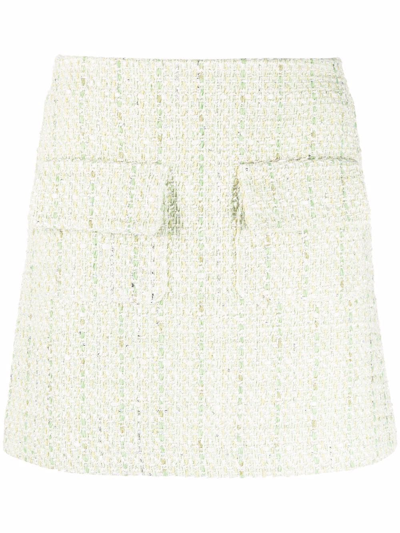 Maje Jinova Metallic Tweed Mini Skirt In Light Green /