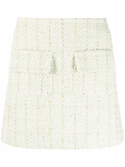 Maje Jinova Metallic Tweed Mini Skirt In Light Green