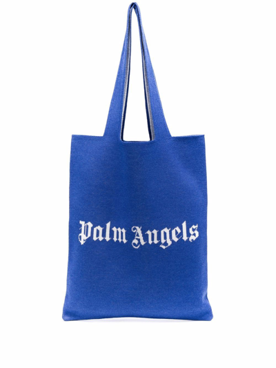 Palm Angels Logo-print Tote Bag In Blue