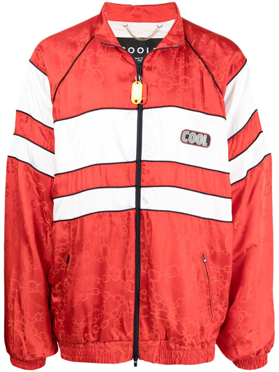 Cool Tm Logo-patch Striped Sports Jacket In Red