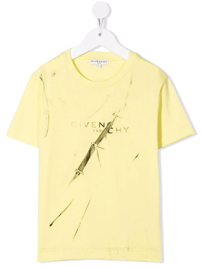 Givenchy Kids' Trompe L'oeil Print T-shirt In Yellow