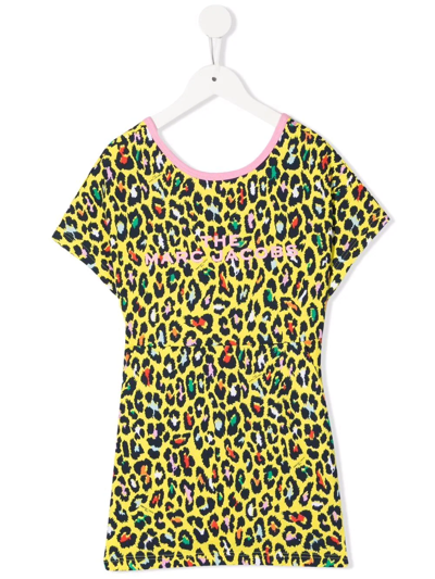 The Marc Jacobs Kids' Cheetah-print Organic-cotton Dress In Yellow