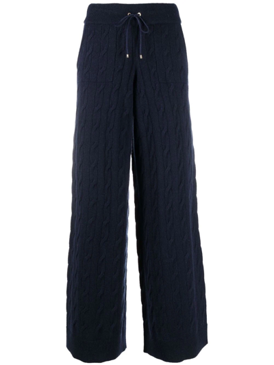 Ralph Lauren Cable-knit Recycled Cashmere Trousers In Blue