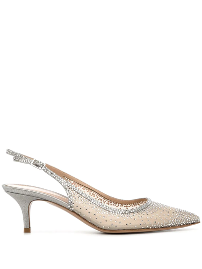 Gianvito Rossi Regina Crystal-embellished Pumps In Silver Nude