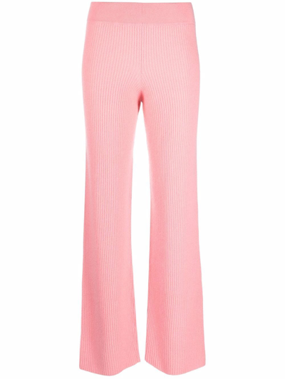 Allude Ribbed-knit Cashmere Trousers In Pink