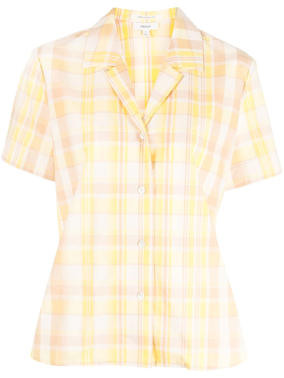 Oroton Checked Revere Shirt In Yellow