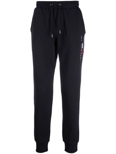 Tommy Hilfiger Logo-embroidered Drawstring Cotton Track Pants In Blau