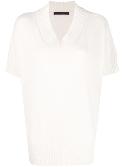 Incentive! Cashmere V-neck Knit Top In White