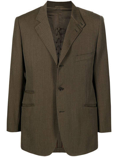 Pre-owned Hermes 1990s  Single-breasted Blazer In Green