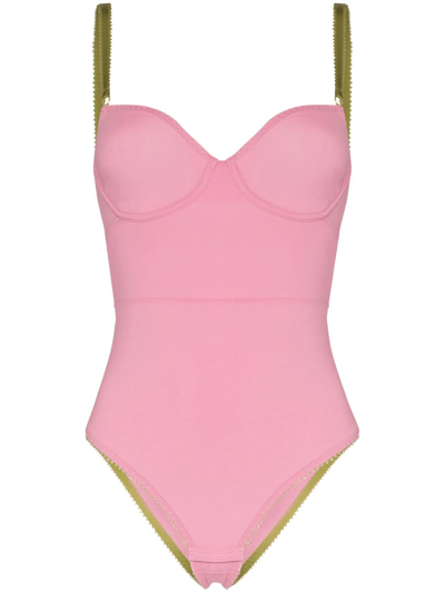 Dora Larsen Dora Thea Cut-out Bodysuit In Pink