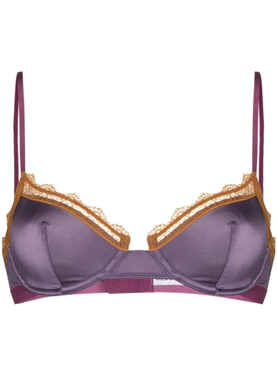 Dora Larsen Aralie Recycled Stretch-jersey And Lace Underwired Bra In Purple