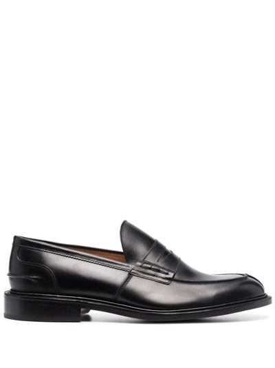 Tricker's Slip-on Leather Loafers In Black