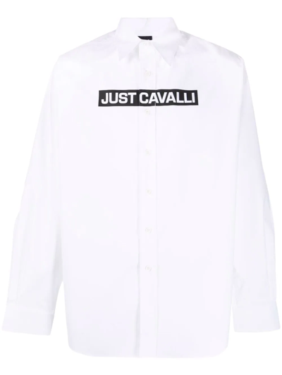 Just Cavalli Logo-print Cotton Shirt In 100 Optical Whiten39