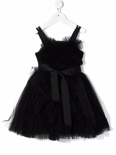 Twinset Teen Tulle Tie-waist Dress In Black