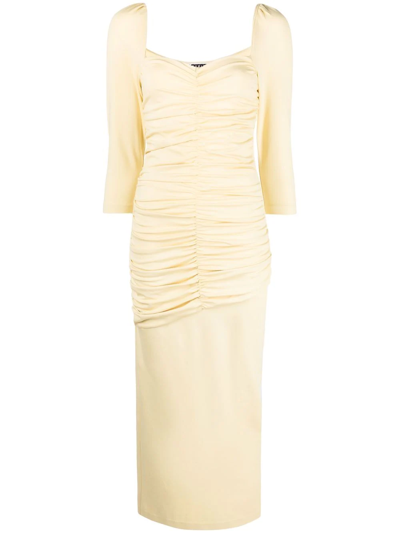 Rotate Birger Christensen Freya Draped-detail Long Dress In Yellow