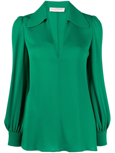 Valentino Green Wide Collar Blouse