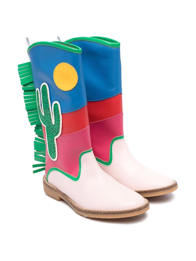 Stella Mccartney Kids' Appliqué-detail Colour-block Boots In Multicolor