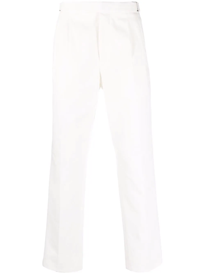 Ermenegildo Zegna Mens Cream Cashco Straight Cotton-cashmere-blend Trousers 30 In White