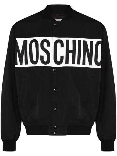 Moschino Logo-print Bomber Jacket In Black