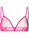 Saint Laurent Ysl-monogram Jersey-mesh Triangle Bra In Pink
