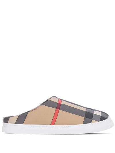 Burberry Homie Quilted Vintage Check Slippers In Beige