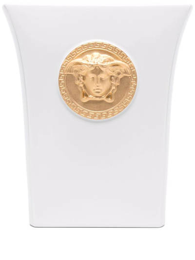 Versace Medusa-plaque Porcelain Vase In White