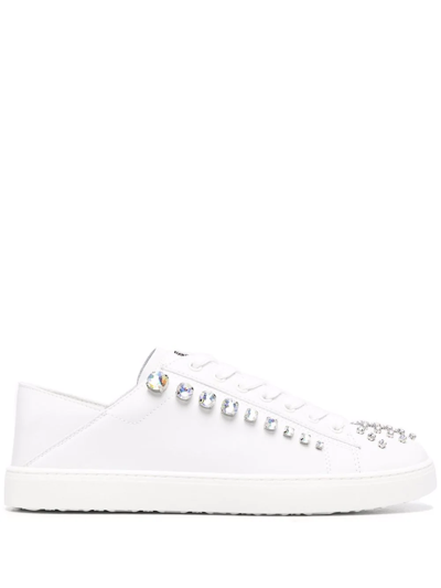 Stuart Weitzman Goldie Shine Convertible Low-top Trainers In White