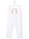 Balmain Double-breasted Button Trousers In White