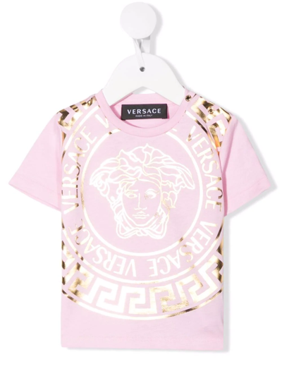 Versace Babies' Medusa-print T-shirt In Pink