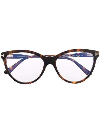 Tom Ford Detachable-frame Cat-eye Glasses In Brown