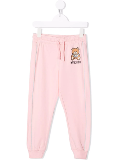 Moschino Kids' Sweatpants With Small Teddy Bear Print On One Front Pocket In Pink