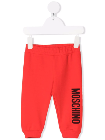 Moschino Kids' Logo-print Track Trousers In Red