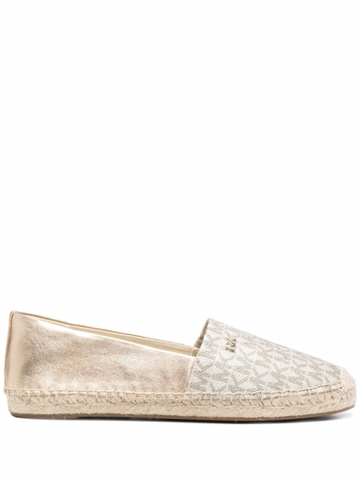 Michael Michael Kors Kendrick Monogram-print Espadrilles In Gold