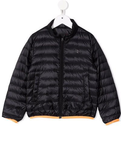 Herno Teen Logo-plaque Feather-down Puffer Jacket In Black