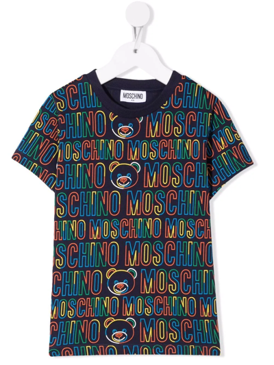 Moschino Kids' Logo-print Cotton T-shirt In Blue