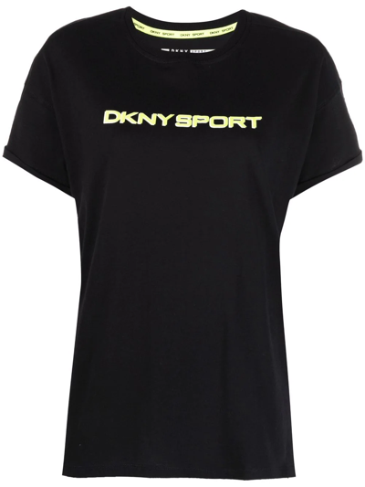 Dkny Sport Cotton Metallic-logo T-shirt In Black