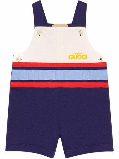Gucci Babies' Original  Colourblock Dungarees In White