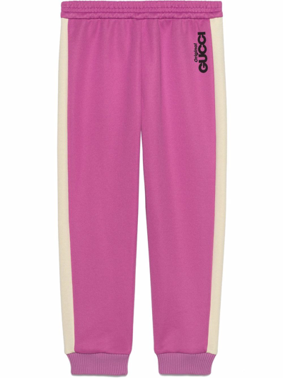 Gucci Kids' Logo-print Jersey Joggers In Pink