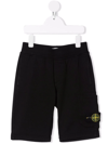 Stone Island Black Cotton Bermuda Shorts With Logo In Black