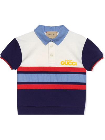 Gucci Babies' Original  Colourblock Polo Shirt In White