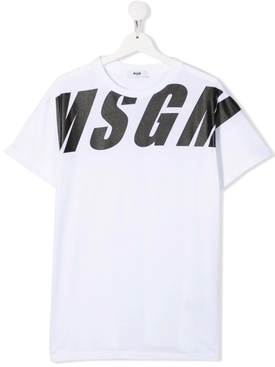 Msgm Teen Logo Crew-neck T-shirt In White